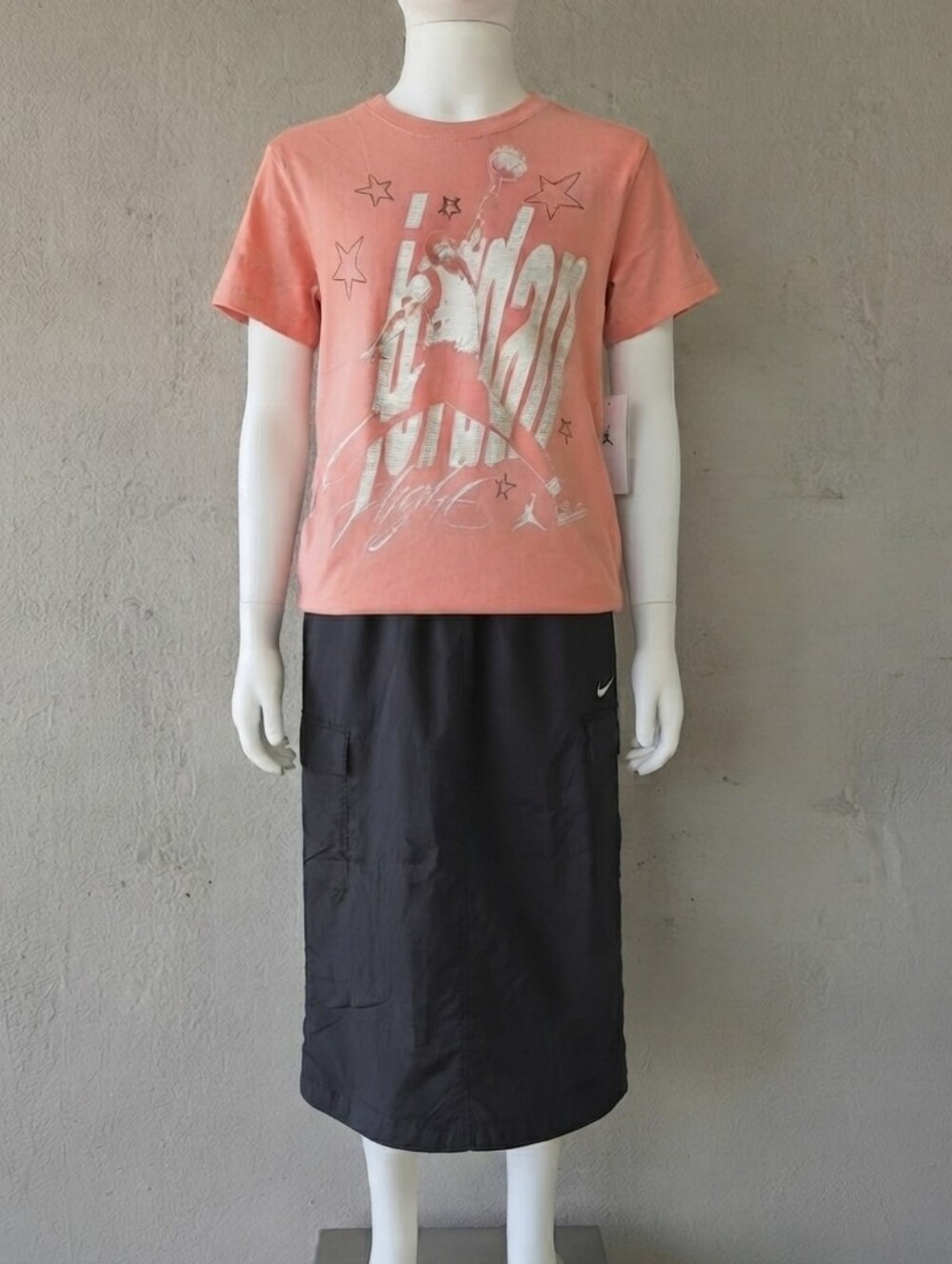 Girls NWT Lot - 2pcs Air Jordan T-shirt And Nike Midi Cargo Skirt, Sz M 10/12